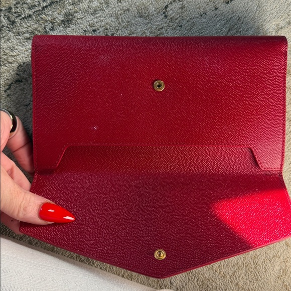Yves Saint Laurent Bold Red Clutch - Picture 4 of 5